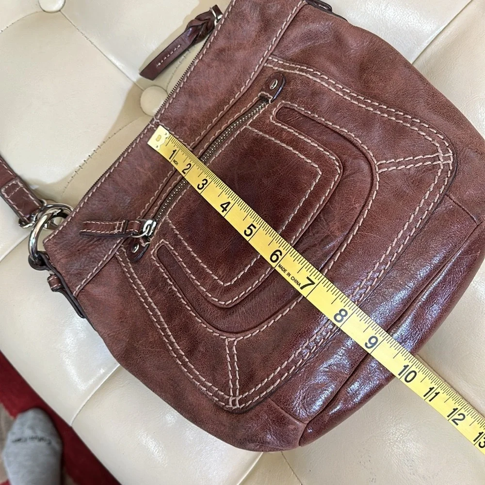 Genuine leather boho shoulder bag, adjustable strap